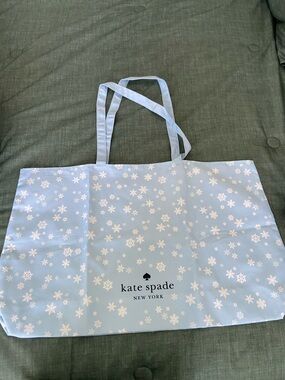 kate spade Light Blue Tote with White Snowflake Print